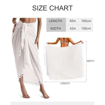 Eicolorte Sarong Cover Ups for Swimwear Plus Size Solid Women Long Swimsuit Wrap Pareo