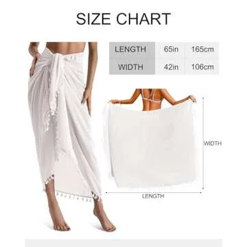 Eicolorte Sarong Cover Ups for Swimwear Plus Size Solid Women Long Swimsuit Wrap Pareo