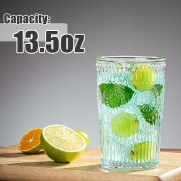 Claplante Vintage Highball Glasses Set of 8 Dishwasher Safe Drinkware