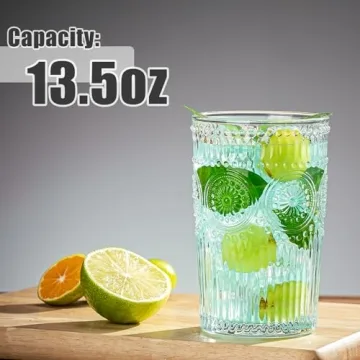 Claplante Vintage Highball Glasses Set of 8 Dishwasher Safe Drinkware