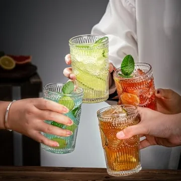 Claplante Vintage Highball Glasses Set of 8 Dishwasher Safe Drinkware