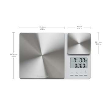 KitchenAid KQ909 Dual Platform Digital Kitchen and Food Scale, 11 pound capacity and Precision 16oz capacity, White with Stainless Steel