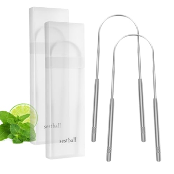 Sestball Tongue Scraper Set - Stainless Steel Cleaner for Fresh Breath & Oral Hygiene