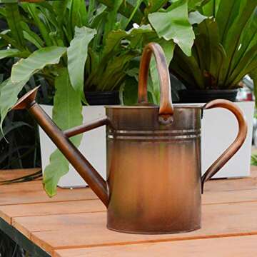 yourjoy Galvanized Metal Watering Can, One Gallon Watering Cans for Outdoor Indoor Garden Plants Wat...