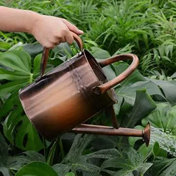 yourjoy Galvanized Metal Watering Can, One Gallon Watering Cans for Outdoor Indoor Garden Plants Watering with Luminous Panit