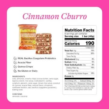 Belliwelli Soft Baked Probiotic Snack Bars | Gluten-Free, Dairy-Free, Vegan, Low-FODMAP | High-Fiber, Healthy & Tasty | Variety (8 Pack)