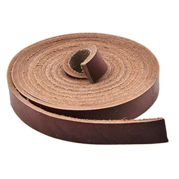 Mandala Crafts Genuine 1/2 Inch Wide Brown Leather Strap - Flat Black Leather Strips - 6 Feet Long Cowhide Cord Leather Straps for Crafts Leather Handle Leather Belt Making