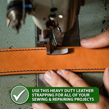 Mandala Crafts Genuine 1/2 Inch Wide Brown Leather Strap - Flat Black Leather Strips - 6 Feet Long Cowhide Cord Leather Straps for Crafts Leather Handle Leather Belt Making