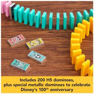 Spin Master Games Disney 100th Anniversary H5 Domino Creations 200 Dominoes & Accessories Domino Artist Lily Hevesh, Disney Gifts Dominoes Set for Adults & Kids Ages 5+