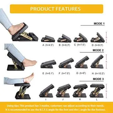 Adjustable Foot Rest with Massage Beads for Comfort