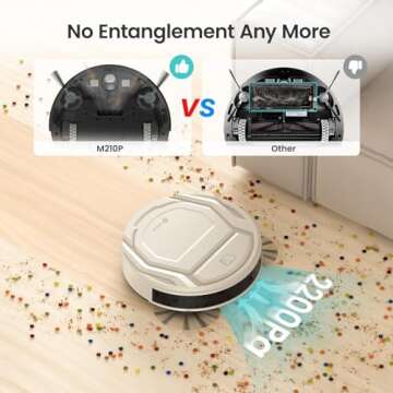 Lefant M210 Pro Robot Vacuum, 2200Pa Strong Suction, 120 Mins Runtime, Slim,Quiet, Self-Charging Wi-Fi/APP Remote Connected Robotic Vacuum Cleaner, Ideal for Pet Hair, Hard Floors