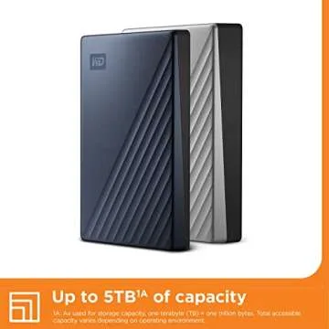 WD 4TB My Passport Ultra, Blue, Portable External Hard Drive, backup software with defense against ransomware, and password protection, USB-C and USB 3.1 - WDBFTM0040BBL-WESN