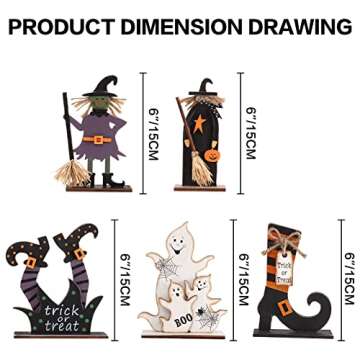 SY Super Bang 5pcs Halloween Wooden Decorations for Home and Holiday Parties
