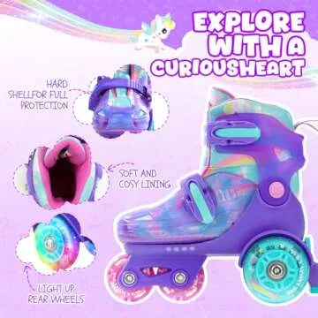 METROLLER Kids Adjustable Rainbow Unicorn Roller Skates