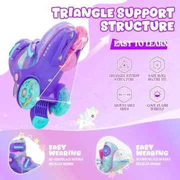 METROLLER Kids Adjustable Rainbow Unicorn Roller Skates