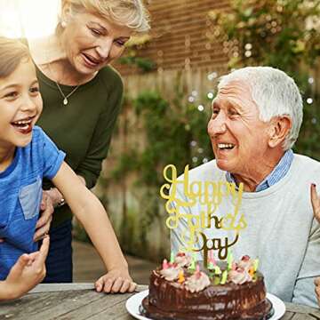 Sodasos Acrylic Gold Cake Topper for Father's Day & Birthday Decorations