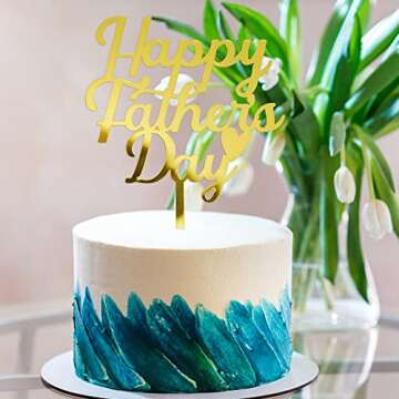 Sodasos Acrylic Gold Cake Topper for Father's Day & Birthday Decorations
