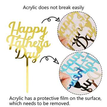 Sodasos Acrylic Gold Cake Topper for Father's Day & Birthday Decorations