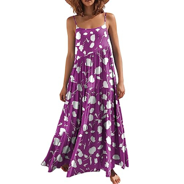 ANRABESS Women Summer Casual Loose Sleeveless Sundress Spaghetti Strap Flowy Boho Linen Beach Vacati...