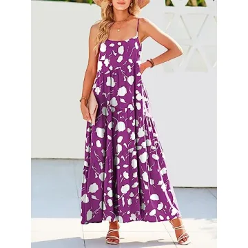 ANRABESS Summer Sundress - Flowy Boho Linen Maxi Dress