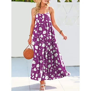 ANRABESS Summer Sundress - Flowy Boho Linen Maxi Dress