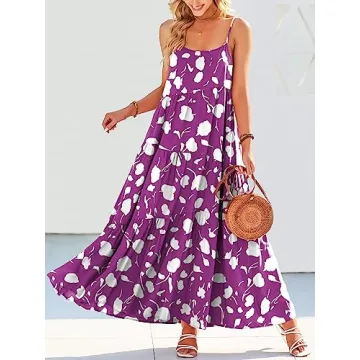 ANRABESS Summer Sundress - Flowy Boho Linen Maxi Dress