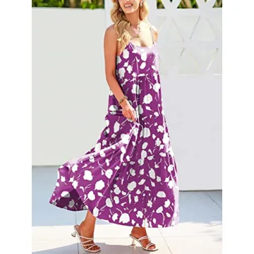 ANRABESS Summer Sundress - Flowy Boho Linen Maxi Dress