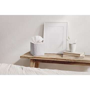 Elegant Essentra Home White Marble Tissue Box Cover