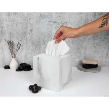 Elegant Essentra Home White Marble Tissue Box Cover