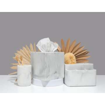 Elegant Essentra Home White Marble Tissue Box Cover