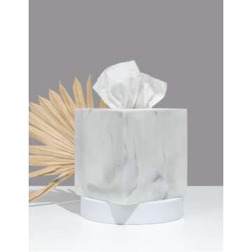 Elegant Essentra Home White Marble Tissue Box Cover
