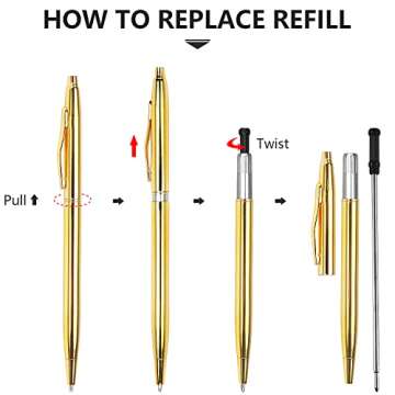 LONGKEY 3 Pack Gold Ballpoint Pens Great Gift for Any Occasion