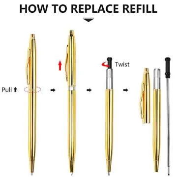 LONGKEY 3 Pack Gold Ballpoint Pens Great Gift for Any Occasion