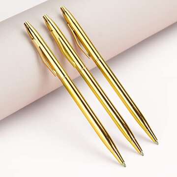 LONGKEY 3 Pack Gold Ballpoint Pens Great Gift for Any Occasion