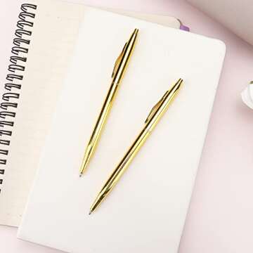 LONGKEY 3 Pack Gold Ballpoint Pens Great Gift for Any Occasion
