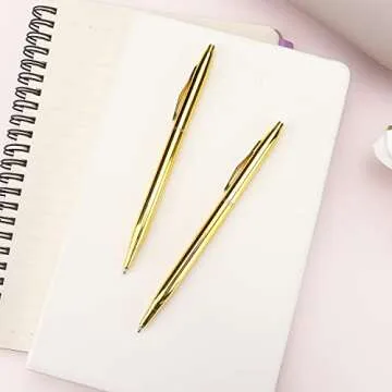 LONGKEY 3 Pack Gold Ballpoint Pens Great Gift for Any Occasion