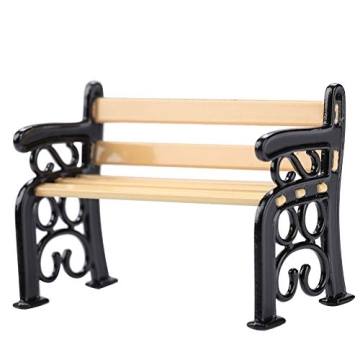 Dollhouse Furniture, 1:12 Miniature Wooden Garden Village Patio Park Bench for Home Ornaments Dollho...