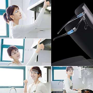 COLORCASA 6PCS Safety Face Shields All-Round Protection Cap with Clear Wide Visor Spitting Anti-Fog Lens, Lightweight Transparent Goggle Shield for Men Women