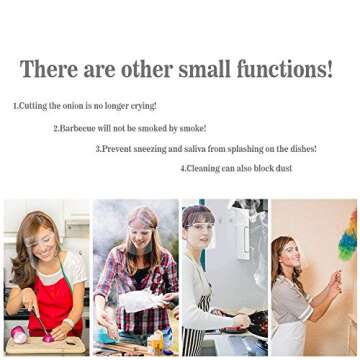 COLORCASA 6PCS Safety Face Shields All-Round Protection Cap with Clear Wide Visor Spitting Anti-Fog Lens, Lightweight Transparent Goggle Shield for Men Women