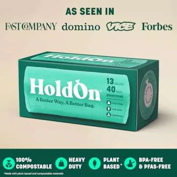 13-Gallon Trash Bags – Tall Kitchen Trash Bags with Drawstring Handles for Tall Trash Bins, Heavy-duty and Compostable, Large Trash Bags (40 bags)