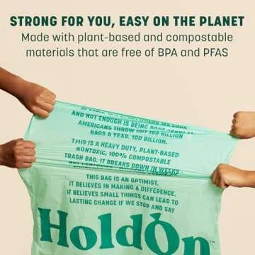 13-Gallon Trash Bags – Tall Kitchen Trash Bags with Drawstring Handles for Tall Trash Bins, Heavy-duty and Compostable, Large Trash Bags (40 bags)