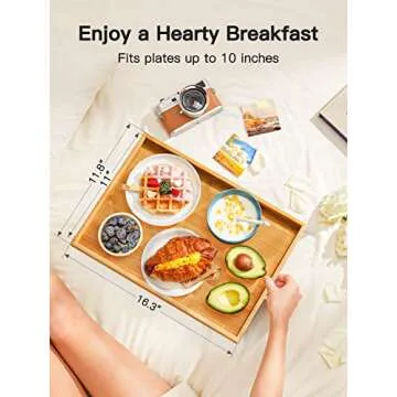 Pipishell Bamboo Bed Breakfast Tray with Foldable Legs, Handles, Ideal for Kids, Couples, Sofa, Eating, Working, Used As Laptop Desk Snack Table - 2 Pack