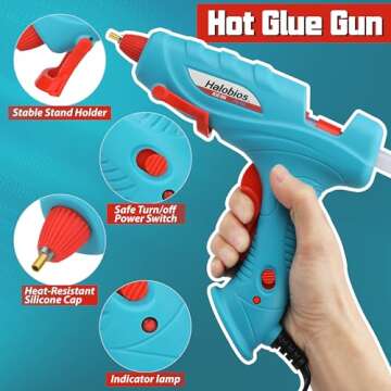 Halobios 40W Glue Gun,Hot Glue Gun with 30 Glue Sticks Glue Gun and Sticks Set, Hot Glue Gun for Home Repair Crafting DIY Arts