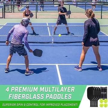GoSports GS1 Pickleball Paddles Set of 4 with 4 Pickleballs - USAPA Approved Fiberglass Pickleball Paddles
