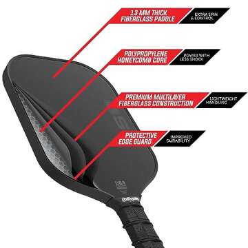 GoSports GS1 Pickleball Paddles Set of 4 with 4 Pickleballs - USAPA Approved Fiberglass Pickleball Paddles