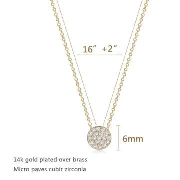 Valloey Rover Tiny Dot Pendant Necklace Dainty 14K Gold Plated Sterling Silver Round Dot Circle CZ Choker Necklace Jewelry Gift for Women (NCK-CZ-dot)