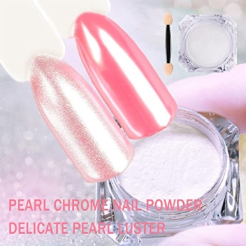 White Pearl Chrome Nail Powder for Stunning Nails
