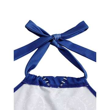 SweatyRocks Women's Vintage Print Halter Neck Crop Top Royal Blue L