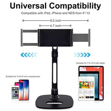 B-Land Adjustable Tablet Stand, Desktop Tablet Holder Mount Foldable Phone Stand with 360° Swivel P...