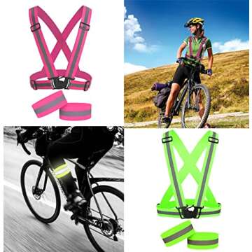 UNYNY 2 Pack Running Reflective Vest Gear 4 Pcs Reflective Bands High Visibility Adjustable Safety Vest for Night Cycling,Running,Hiking, Jogging,Dog Walking